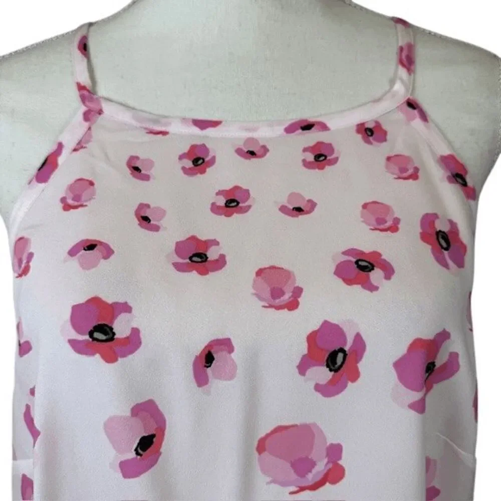 CABI Floating Poppies Halter Tank Tie Back Neck‎ Pink Floral Size Medium